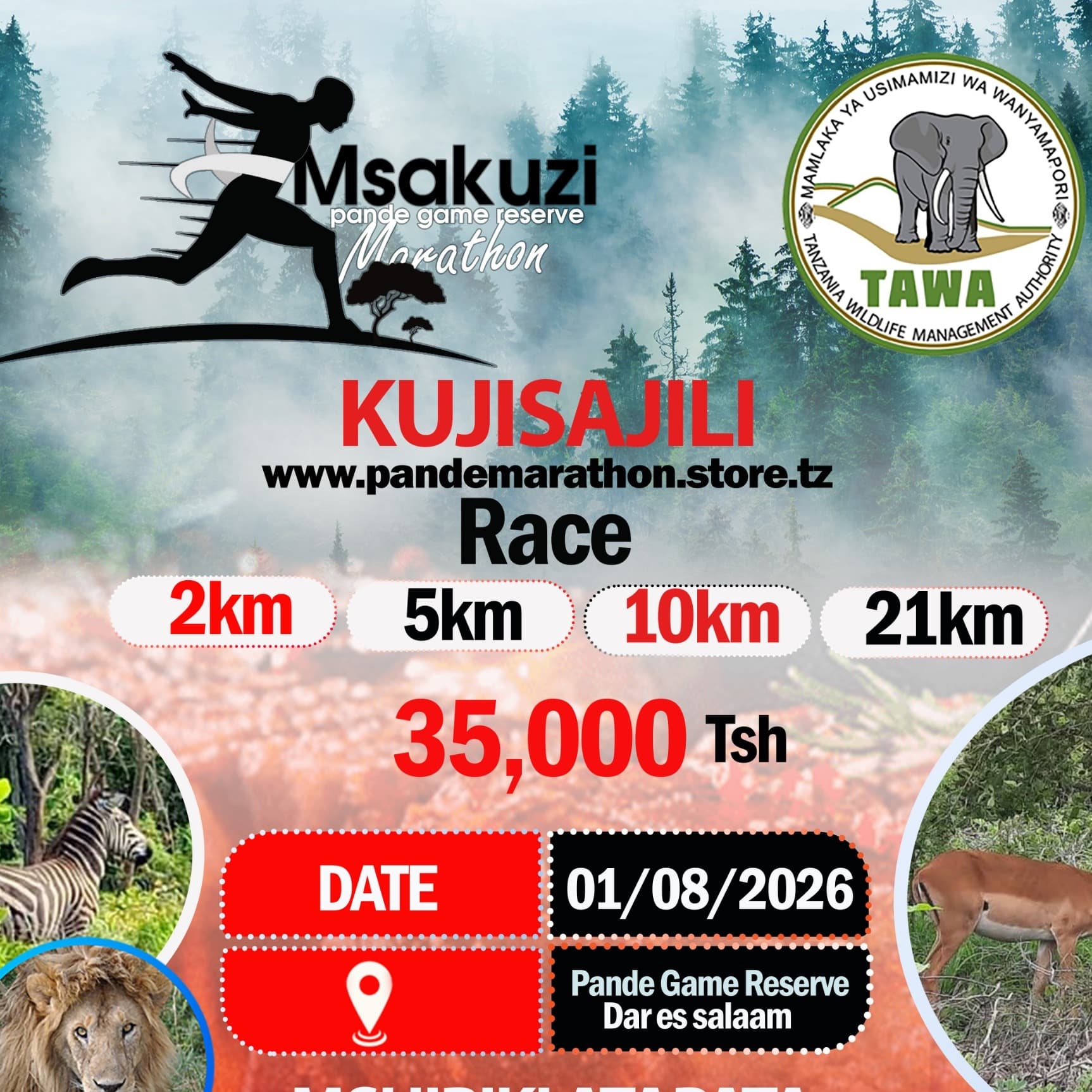 MSAKUZI PANDE GAME RESERVE MARATHON 1/08/2026